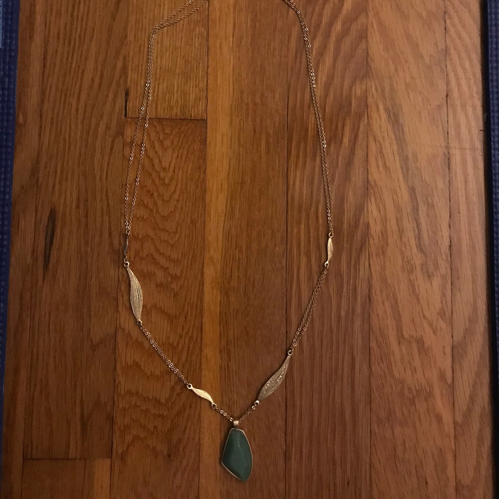 Gilded Reeds Aventurine Long Pendant